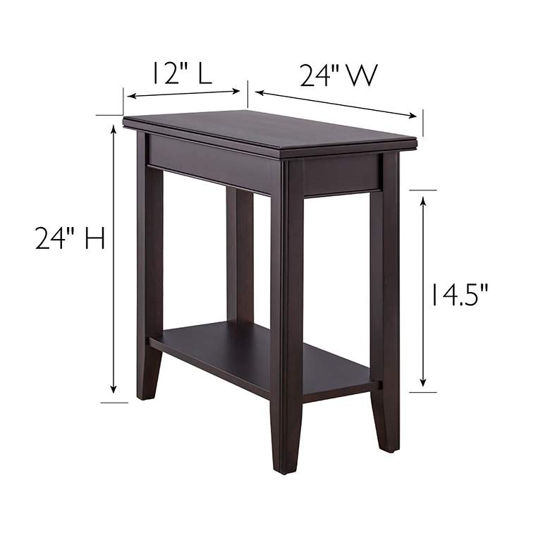 Image 6 Laurent 12 inch Wide Black Wood Narrow End Table with Shelf more views