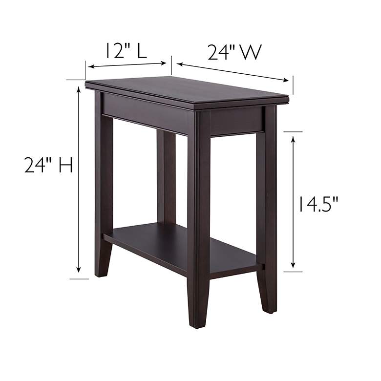 Image 6 Laurent 12" Wide Black Wood Narrow End Table with Shelf more views