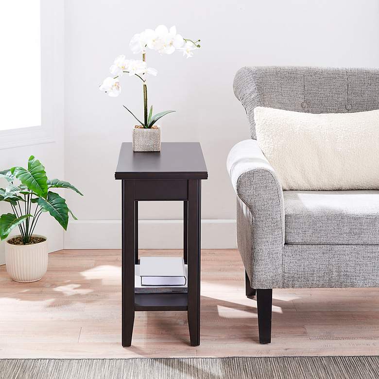 Image 7 Laurent 12 inch Wide Black Wood Narrow End Table with Shelf more views