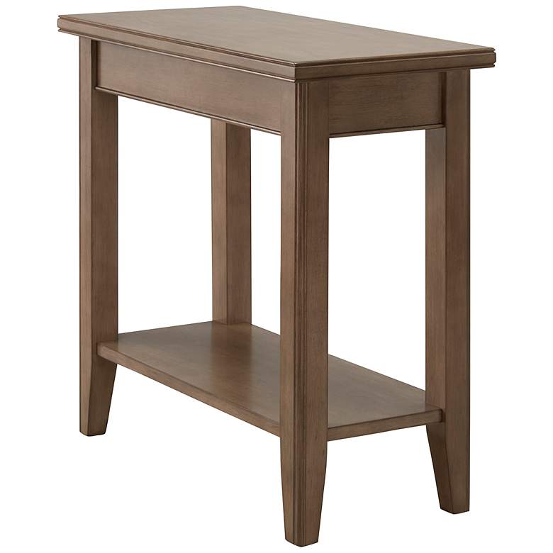 Image 2 Laurent 12 inch Wide Smoke Gray Wood Narrow End Table with Shelf