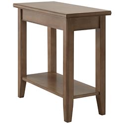 Laurent 12&quot; Wide Smoke Gray Wood Narrow End Table with Shelf
