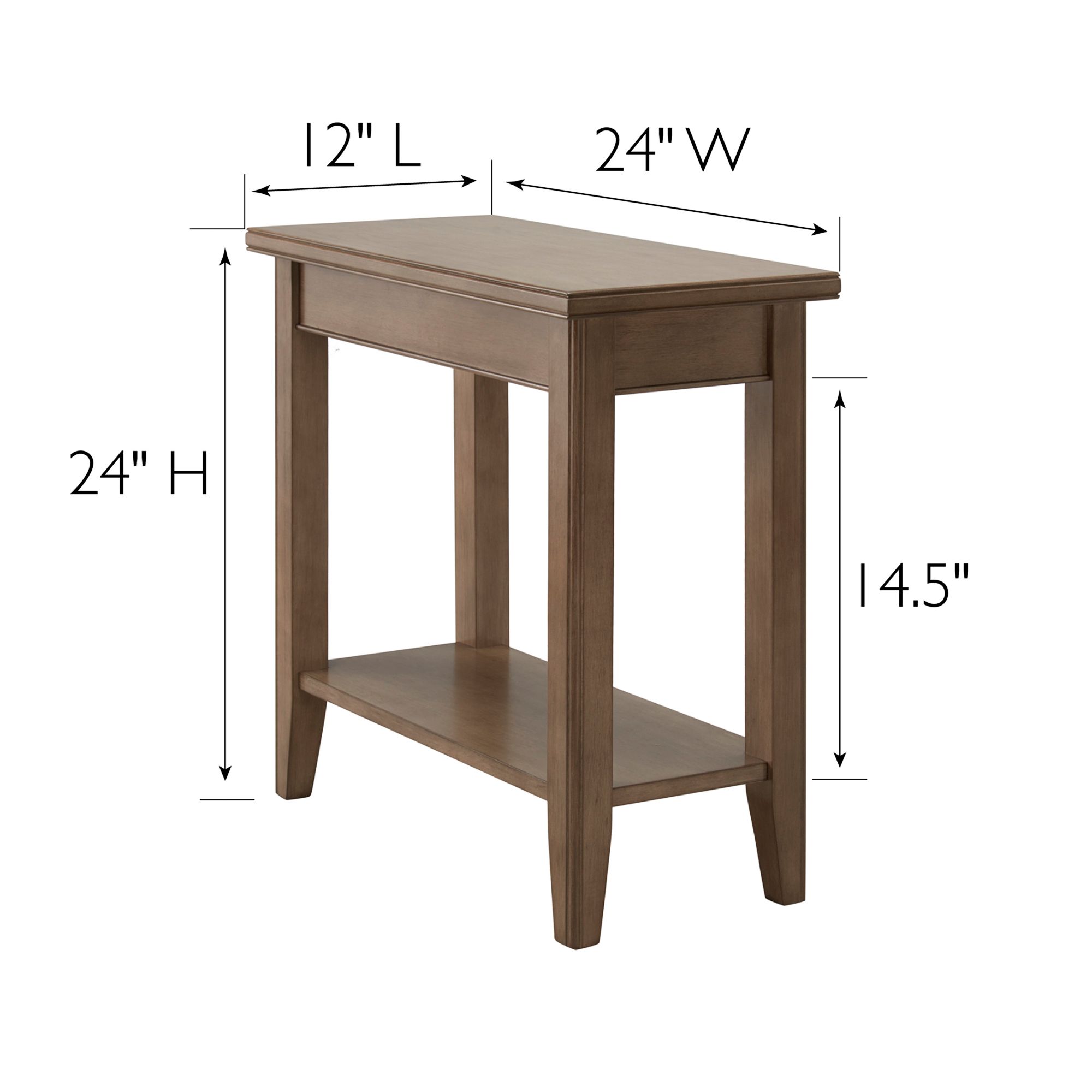 Image 6 Laurent 12" Wide Smoke Gray Wood Narrow End Table with Shelf more views