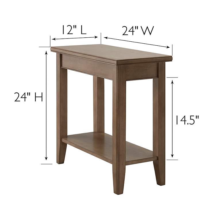 Image 6 Laurent 12 inch Wide Smoke Gray Wood Narrow End Table with Shelf more views