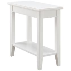 Laurent 12&quot; Wide White Wood Narrow End Table with Shelf