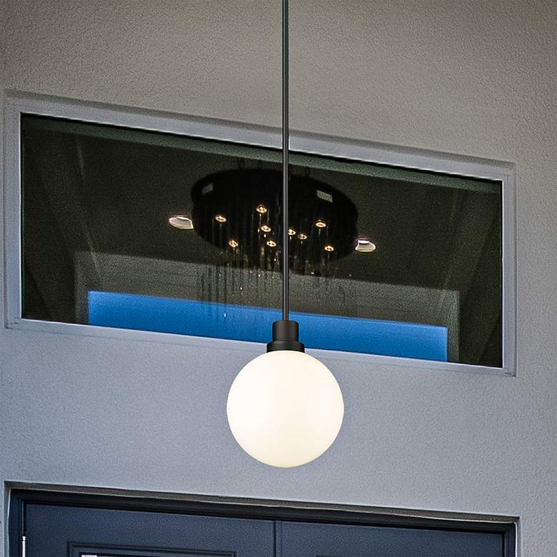 Image 1 Laurent 15" High Black Opal Orb Glass Outdoor Hanging Light