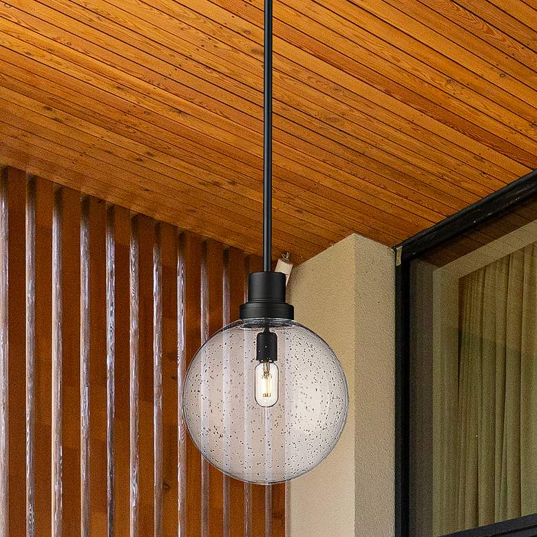 Image 2 Laurent 15" High Black Outdoor Hanging Light