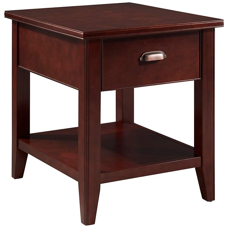Image 2 Laurent 20" Wide Chocolate Cherry Wood 1-Drawer Side Table