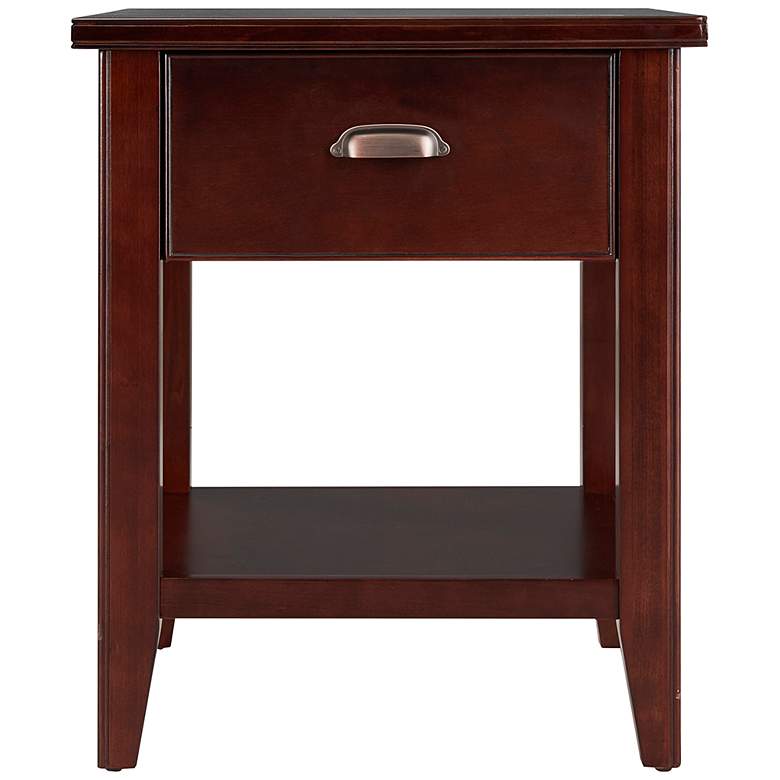 Image 6 Laurent 20" Wide Chocolate Cherry Wood 1-Drawer Side Table more views