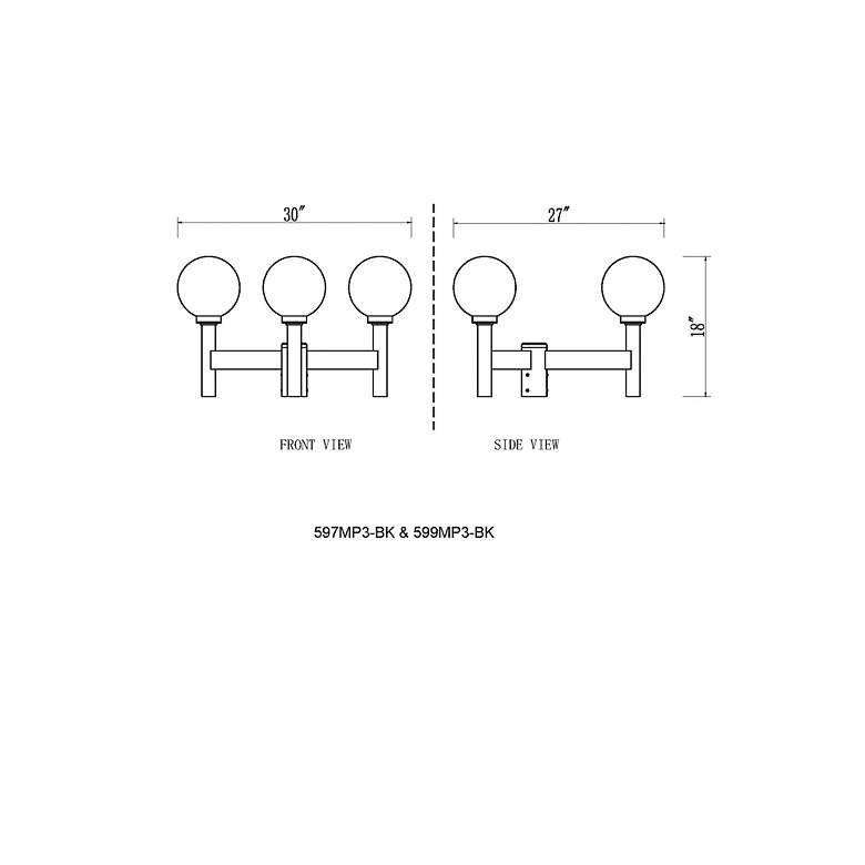 Image 6 Laurent 3 Light Outdoor Post Mount Fixture more views