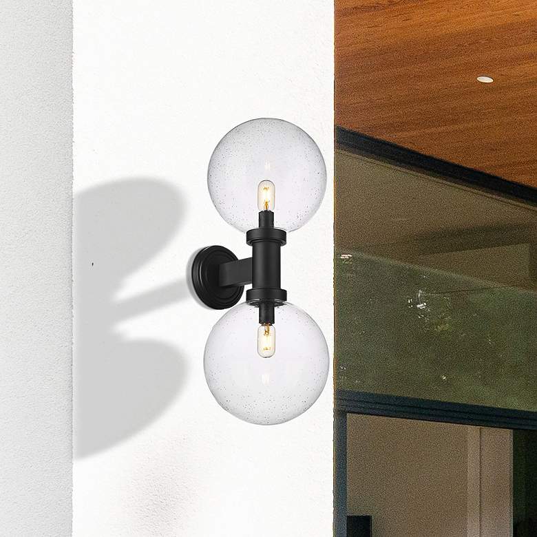Image 2 Laurent 30"H Black 2-Light Outdoor Wall Light w/ Clear Glass