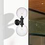 2_Laurent 30"H Black 2-Light Outdoor Wall Light w/ Clear Glass