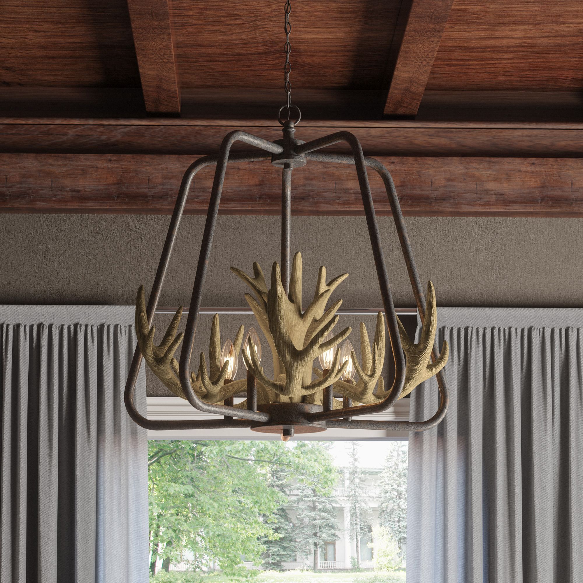 Image Laurent 5-Light Rustic Black Pendant