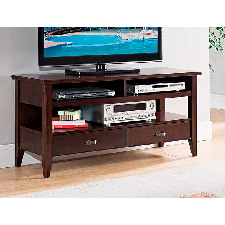 Image 1 Laurent 50" Wide Chocolate Cherry 2-Drawer Wood TV Stand