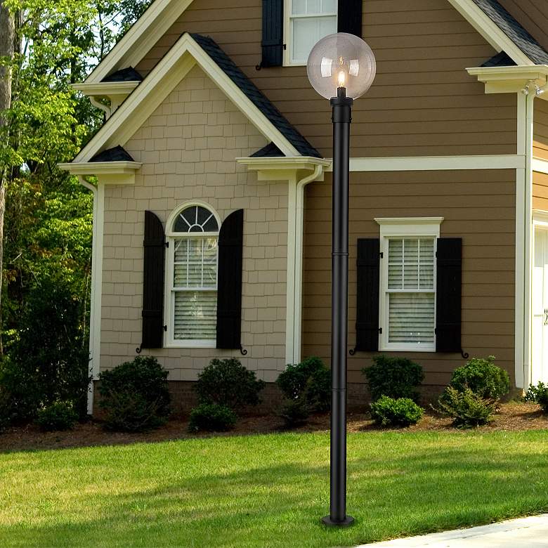 Image 1 Laurent 89 1/2" High Black Outdoor Post Light with Base