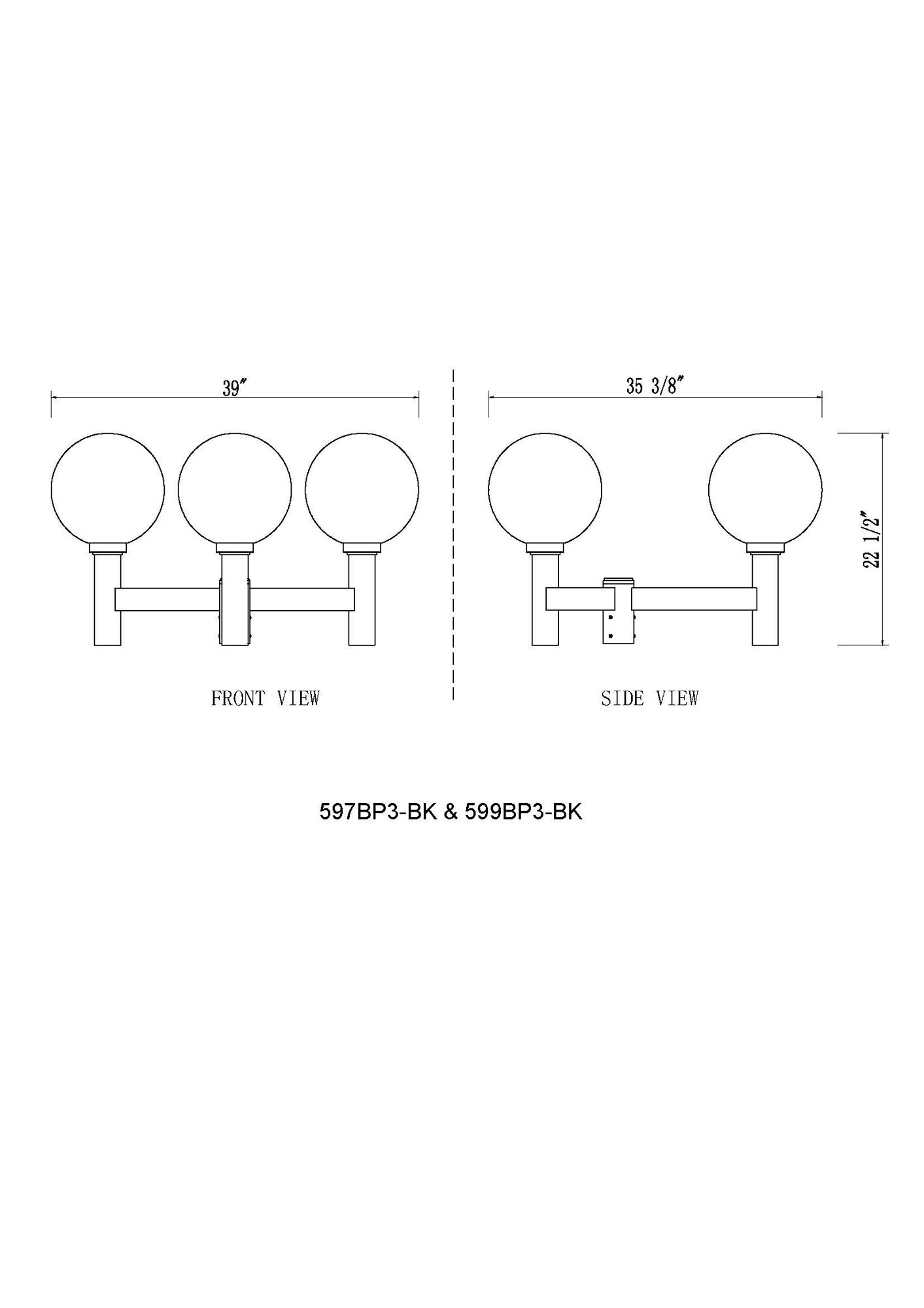 Image 6 Laurent by Z-Lite Black 22.5 inch 3 Light Outdoor Post Mount Fixture more views