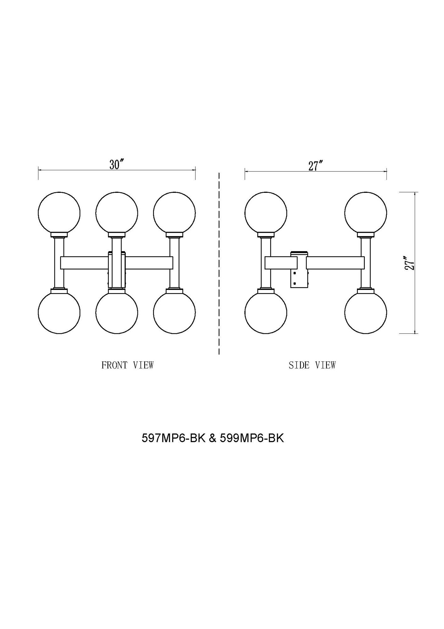 Image 6 Laurent by Z-Lite Black 27 inch 6 Light Outdoor Post Mount Fixture more views
