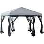 1_Laurent Gray 11-Foot Soft-Top Gazebo Shelter with Netting