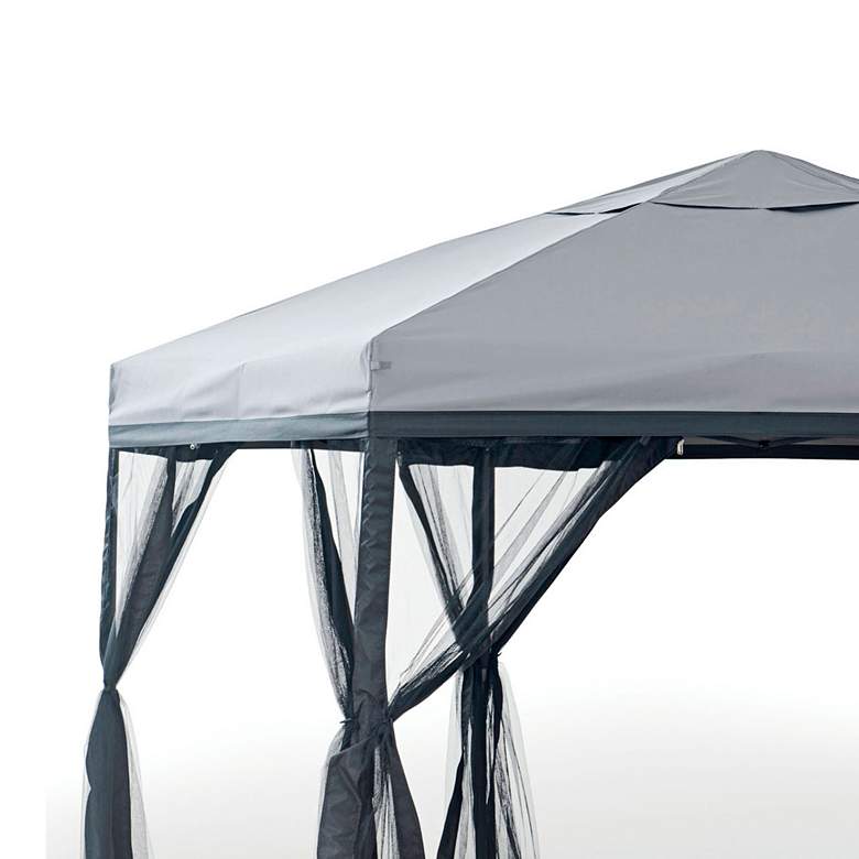 Image 3 Laurent Gray 11-Foot Soft-Top Gazebo Shelter with Netting more views