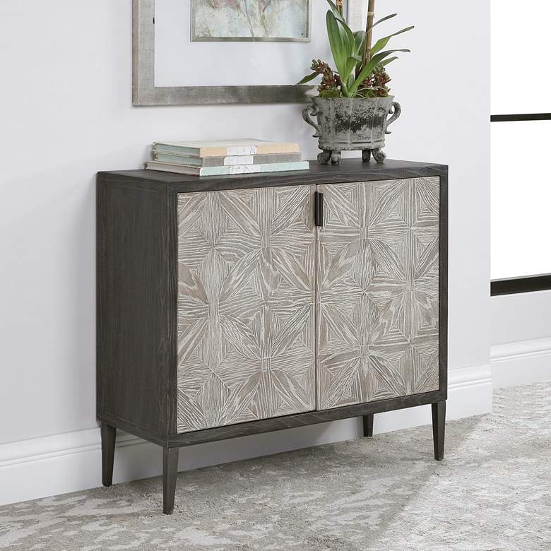 Image 4 Laurentia 36 1/2 inch Wide Black and Gray 2-Door Accent Cabinet more views