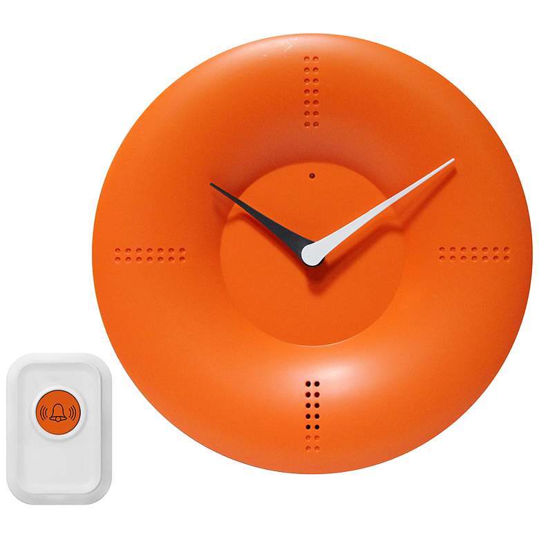 Image 1 Laurentia Orange 10 inch Round Doorbell Wall Clock