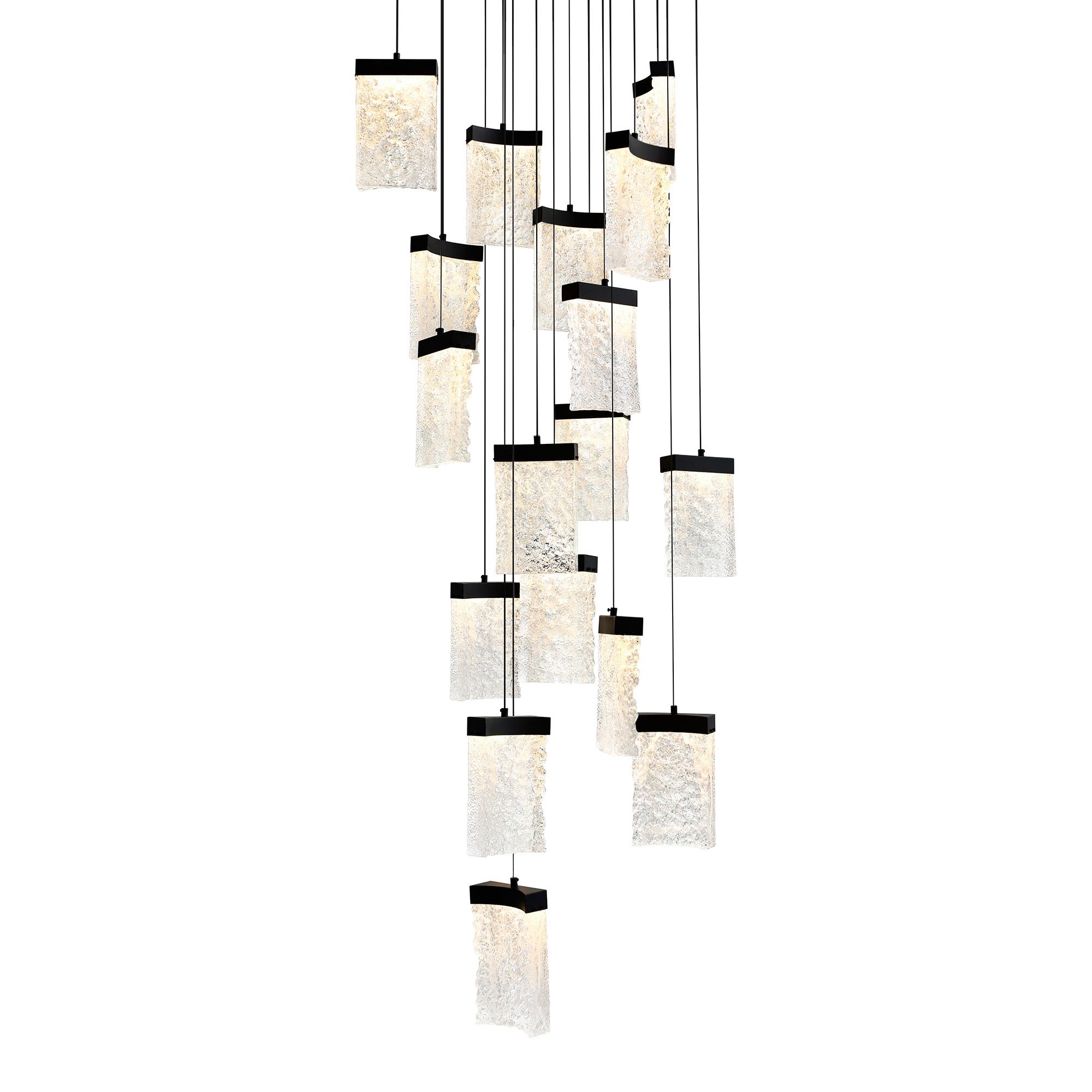 Image 2 Lava Integrated LED 24in Black Chandelier with Handcrafted Glass more views