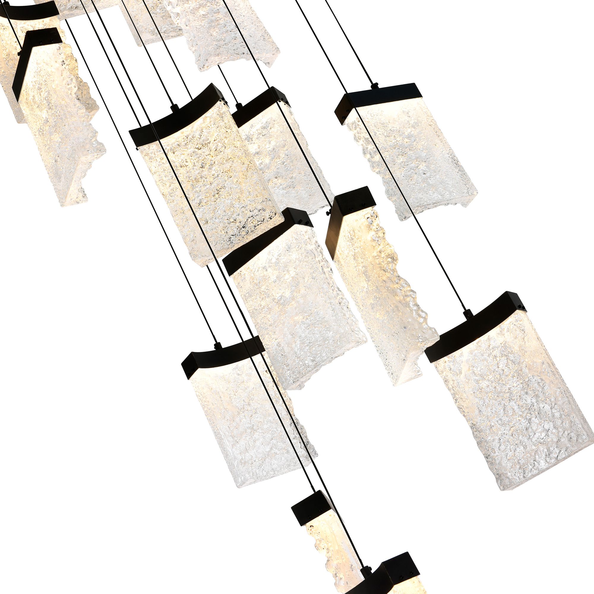 Image 3 Lava Integrated LED 24in Black Chandelier with Handcrafted Glass more views