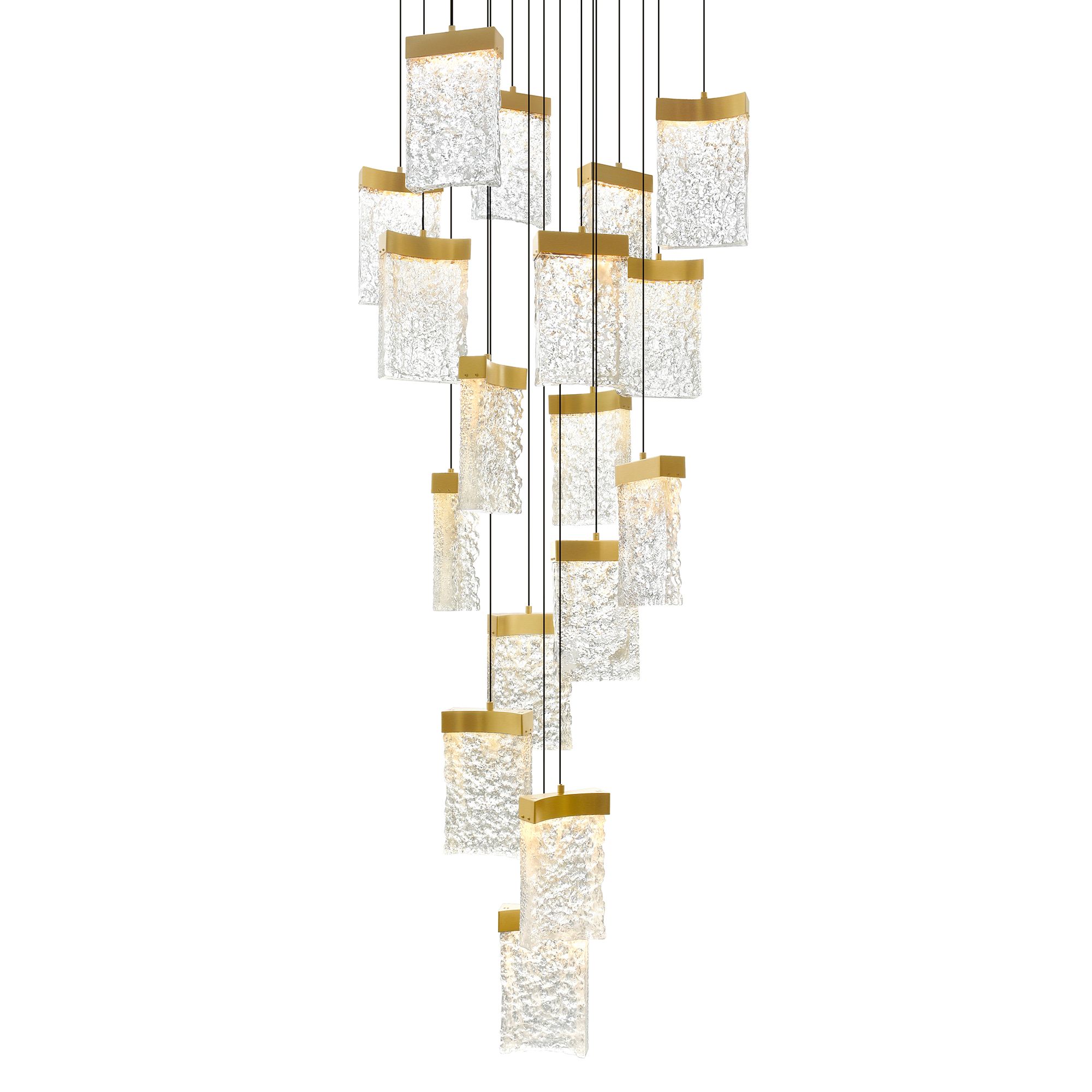 Image 2 Lava Integrated LED 24in Brass Chandelier with Handcrafted Glass more views