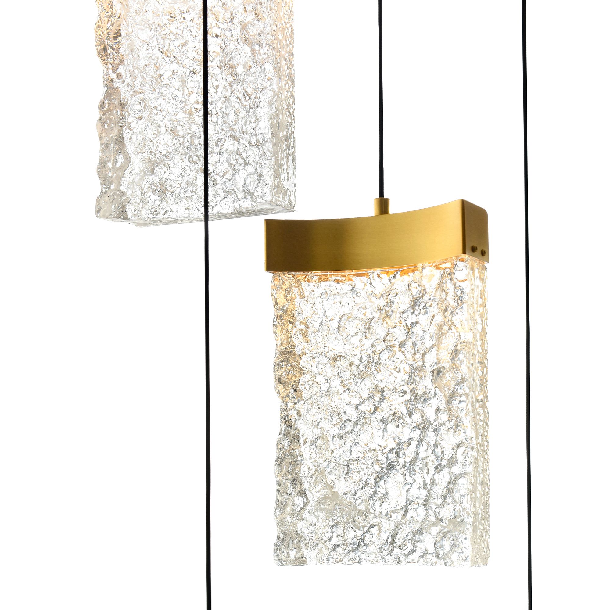 Image 3 Lava Integrated LED 24in Brass Chandelier with Handcrafted Glass more views