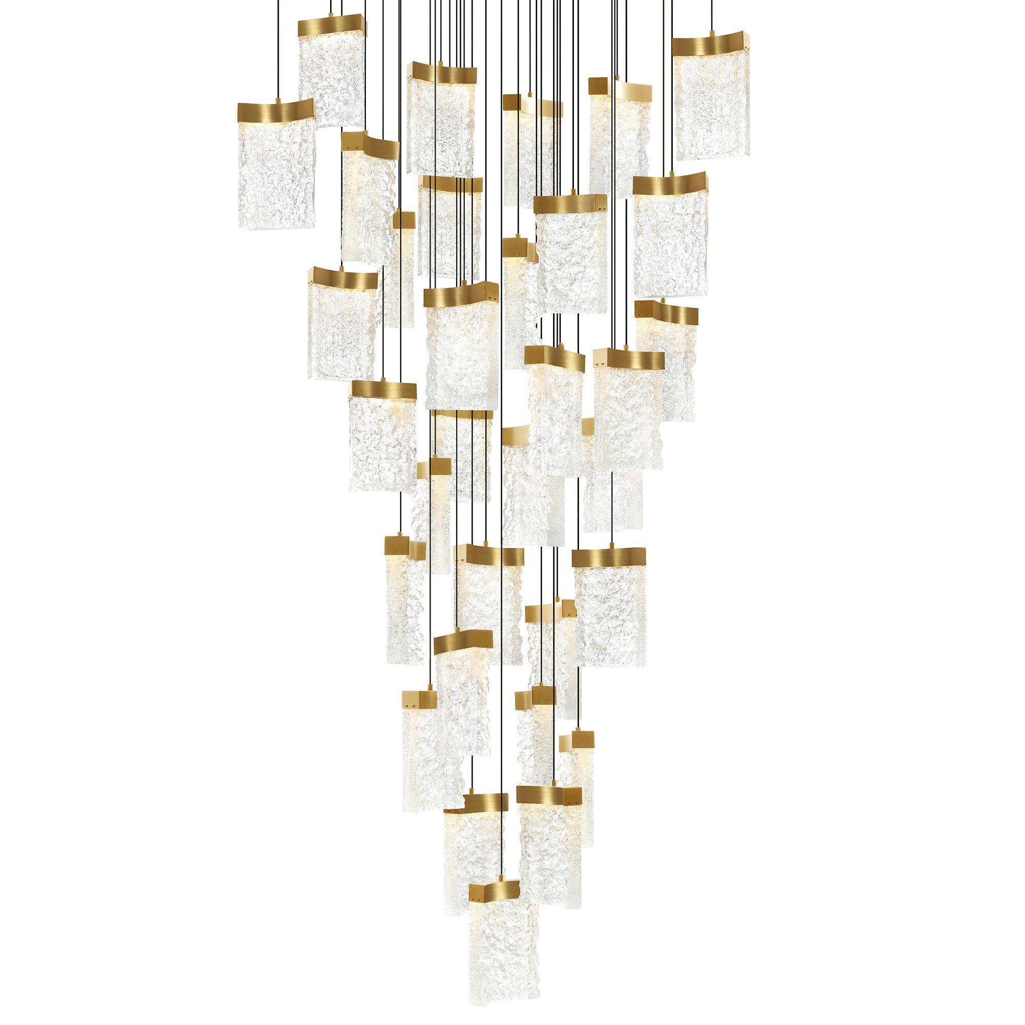 Image 2 Lava Integrated LED 36in Brass Chandelier with Handcrafted Glass more views