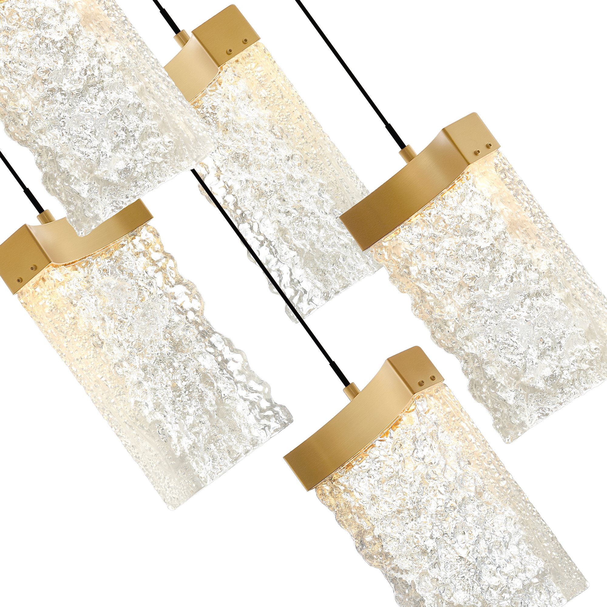 Image 3 Lava Integrated LED 36in Brass Chandelier with Handcrafted Glass more views