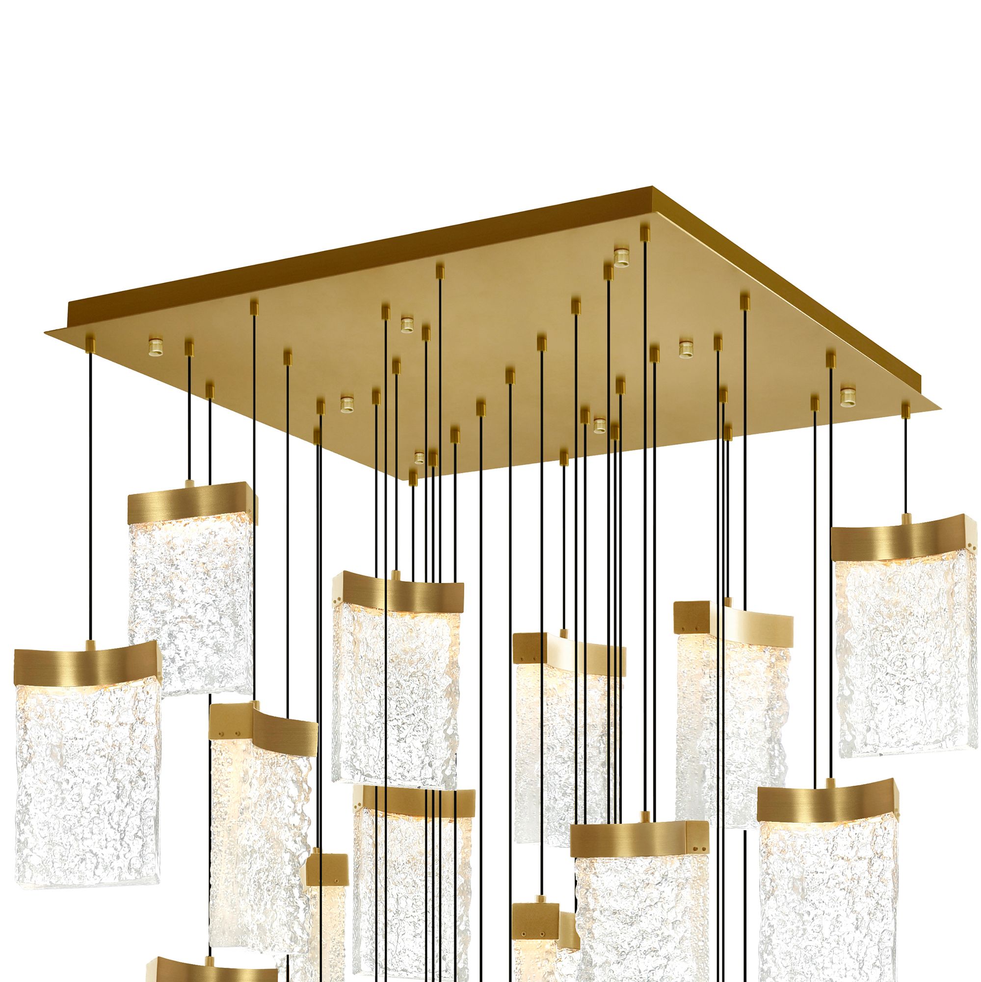 Image 5 Lava Integrated LED 36in Brass Chandelier with Handcrafted Glass more views