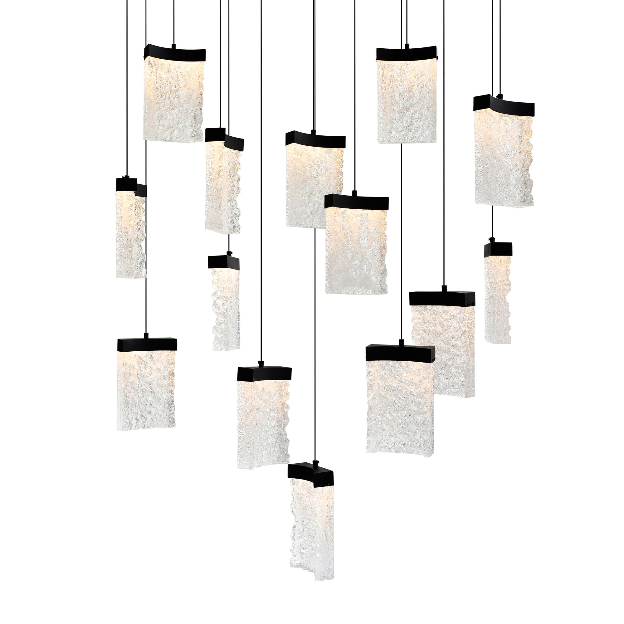 Image 2 Lava Integrated LED 48in Black Chandelier with Handcrafted Glass more views