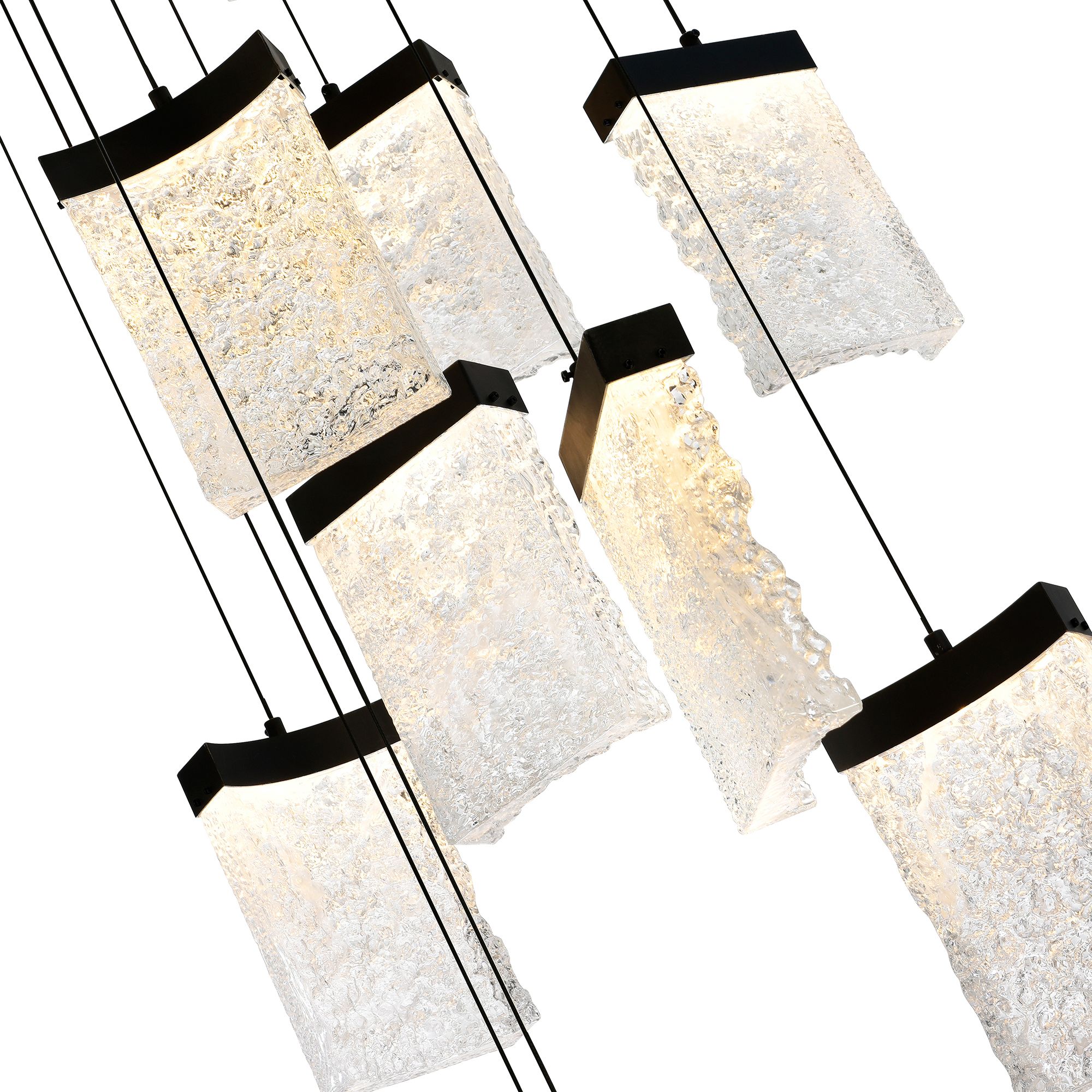 Image 3 Lava Integrated LED 48in Black Chandelier with Handcrafted Glass more views