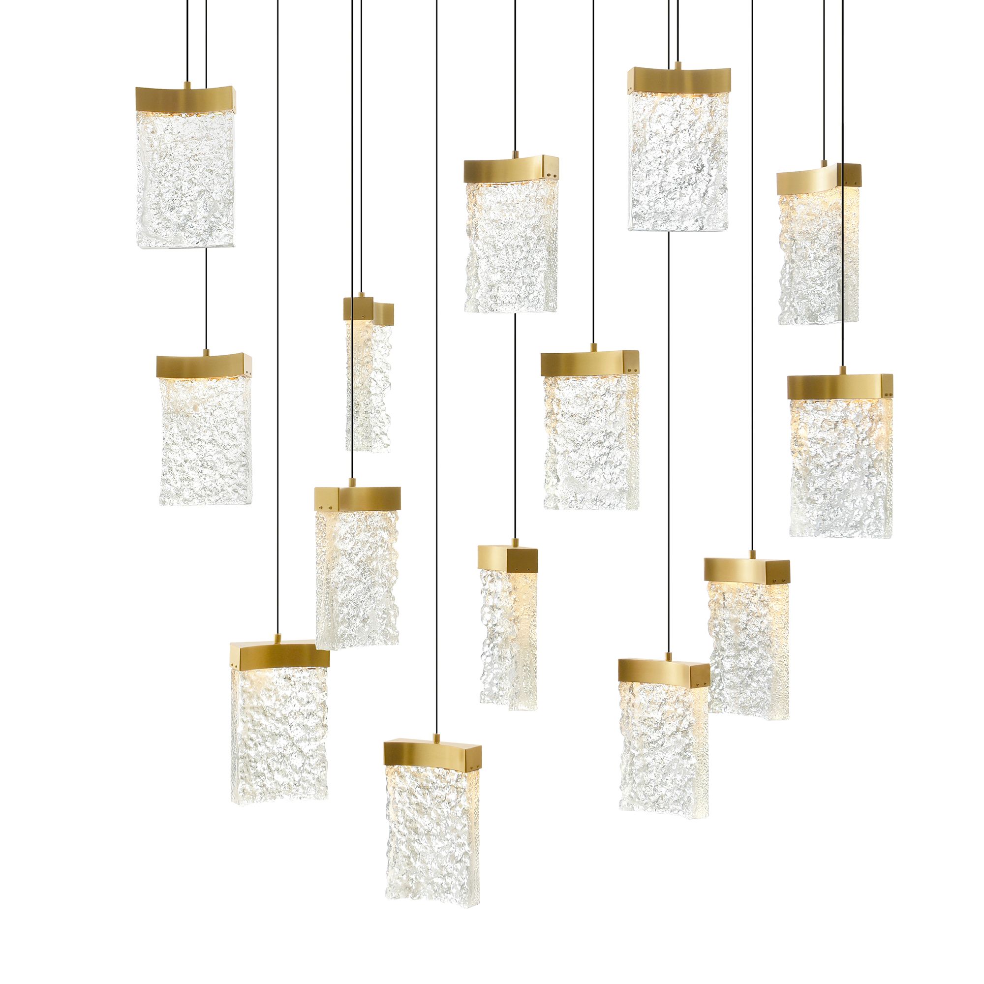 Image 2 Lava Integrated LED 48in Brass Chandelier with Handcrafted Glass more views