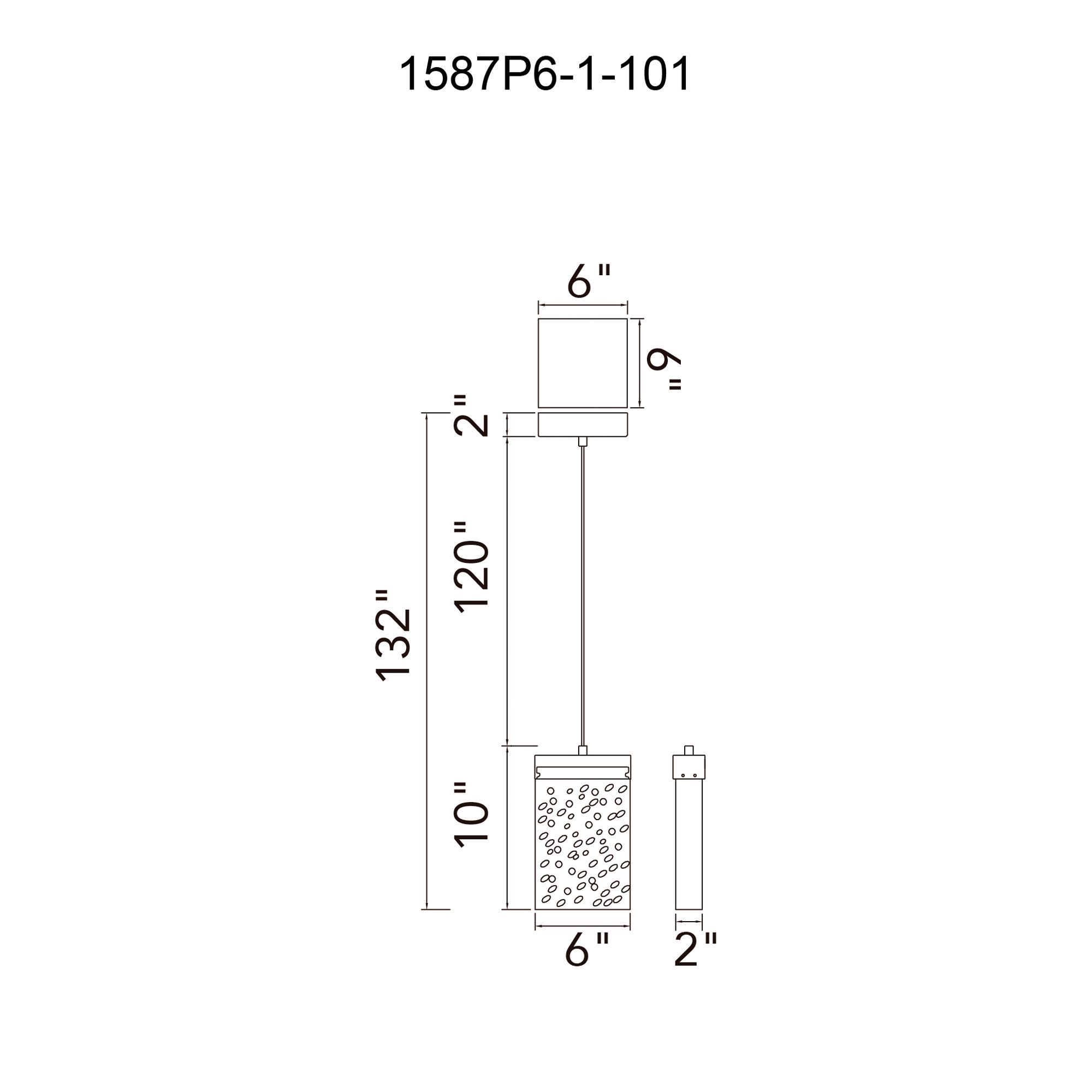 Lava Integrated LED 6in Black Mini Pendant with Handcrafted Glass