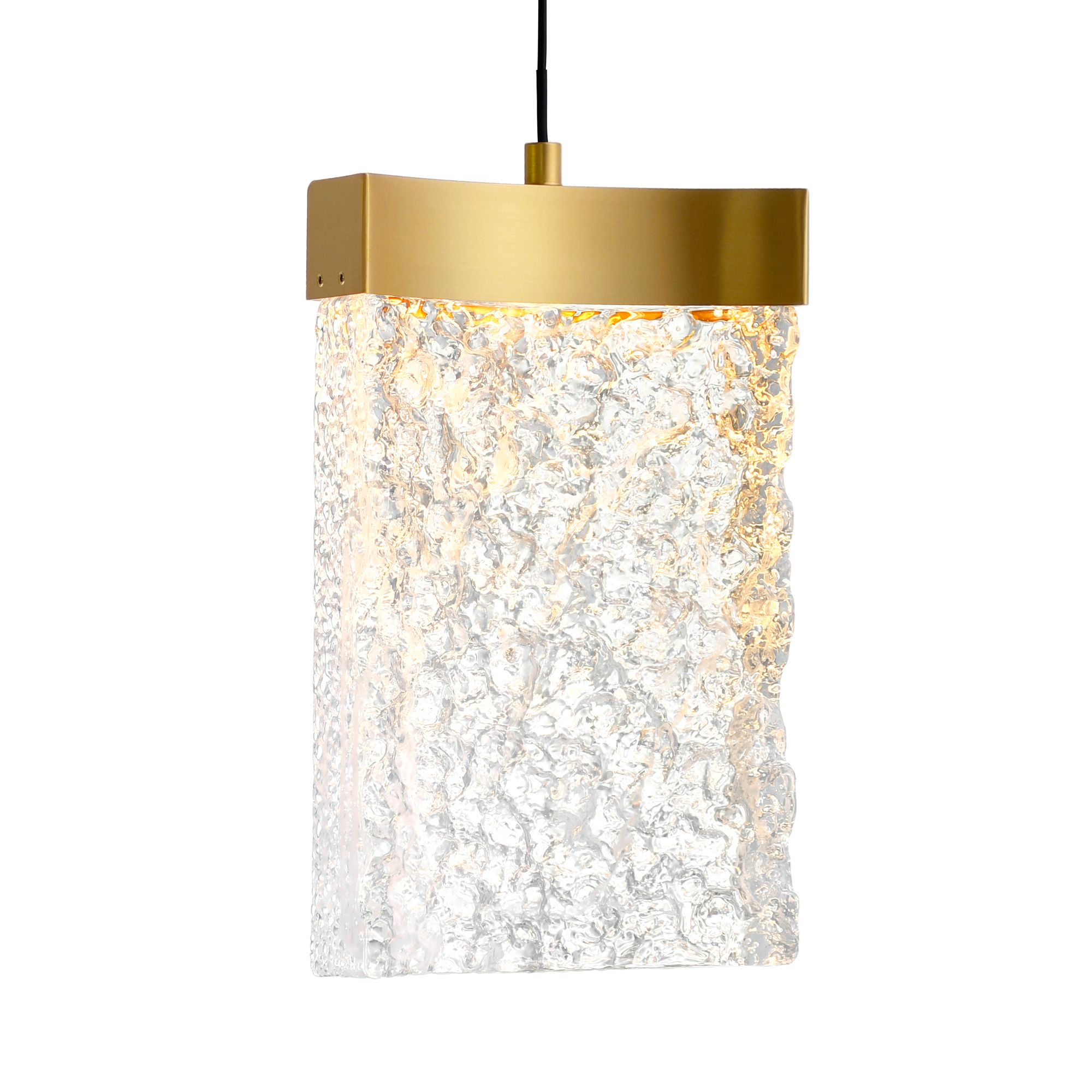 Image 2 Lava Integrated LED 6in Brass Mini Pendant with Handcrafted Glass more views