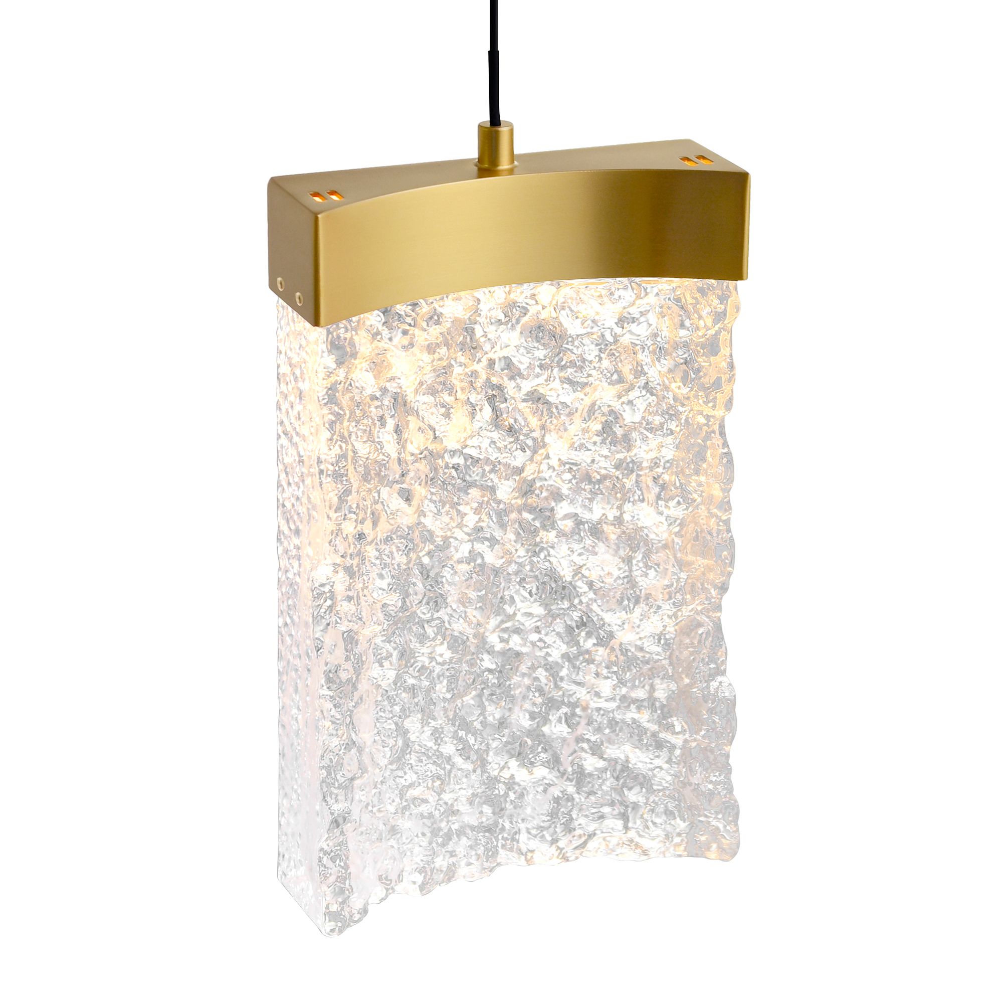 Image 3 Lava Integrated LED 6in Brass Mini Pendant with Handcrafted Glass more views