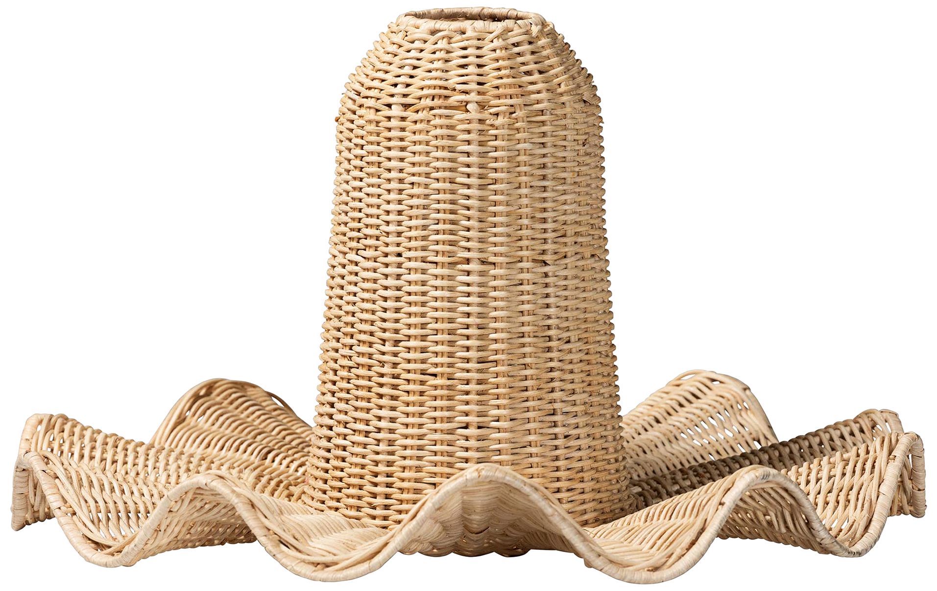 Image 2 Lavada Natural Scalloped Rattan Pendant Lamp Shade 21.75x11.75