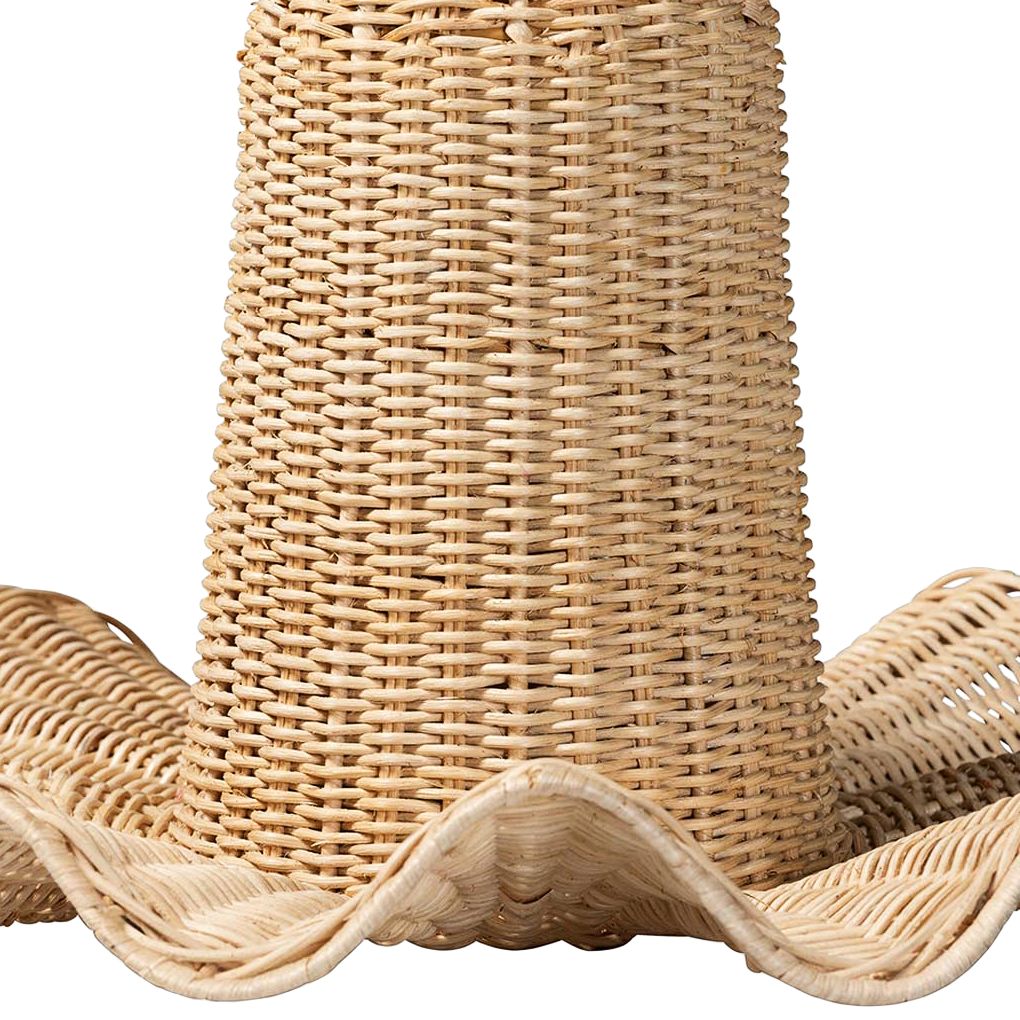 Image 3 Lavada Natural Scalloped Rattan Pendant Lamp Shade 21.75x11.75 more views