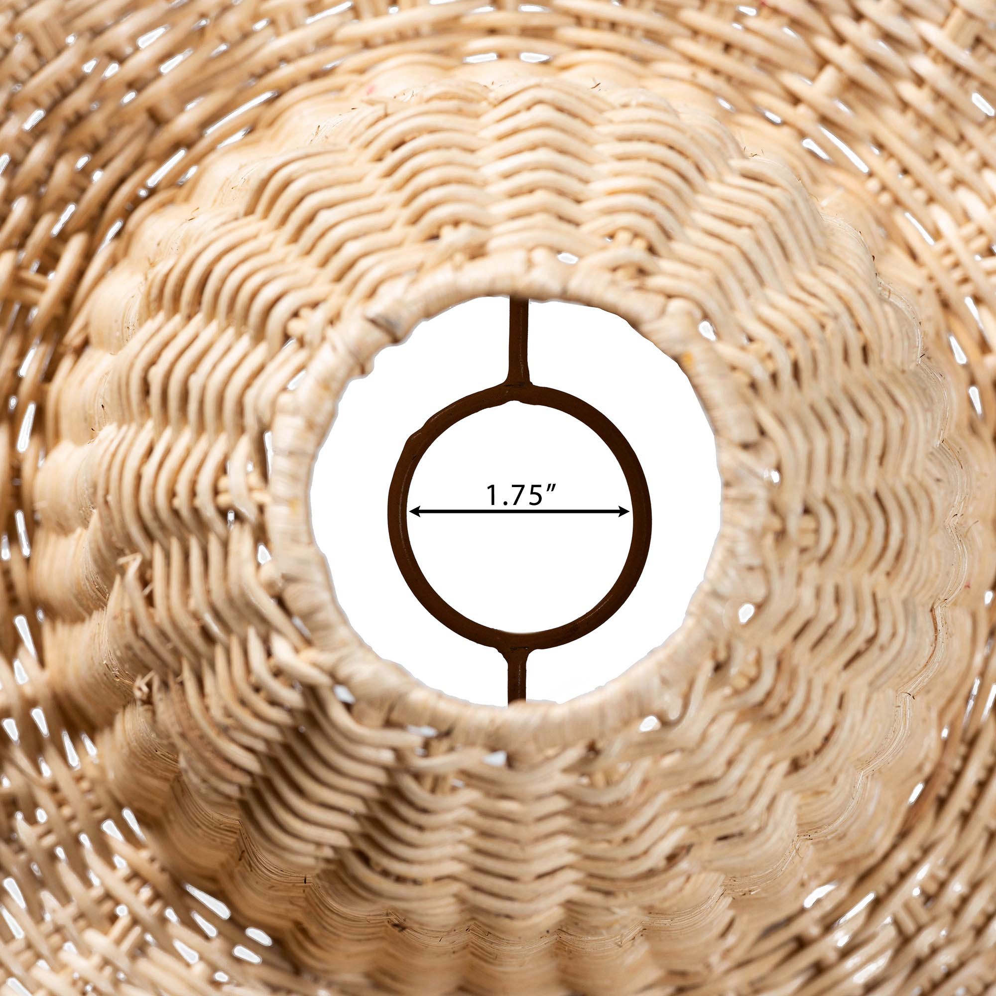 Image 6 Lavada Natural Scalloped Rattan Pendant Lamp Shade 21.75x11.75 more views