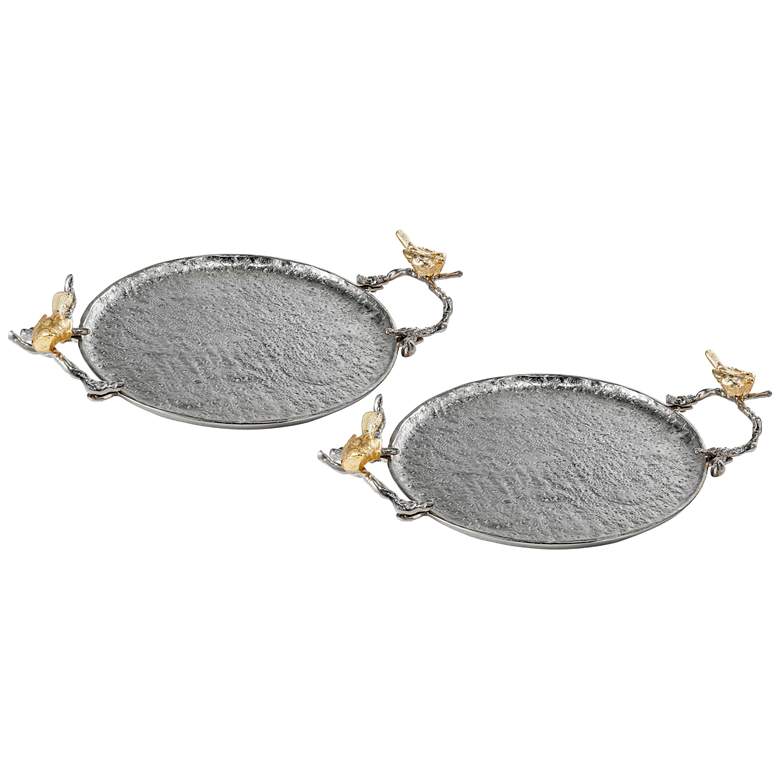 Image 1 Lavada Silver and Gold Round Decorative Trays Set of 2