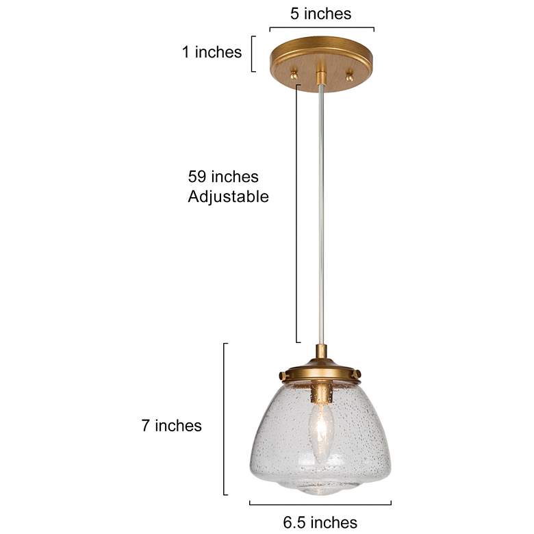 Image 6 Lavaje 6 1/2 inchW Gold Iron Seeded Glass Mini Pendant Light more views