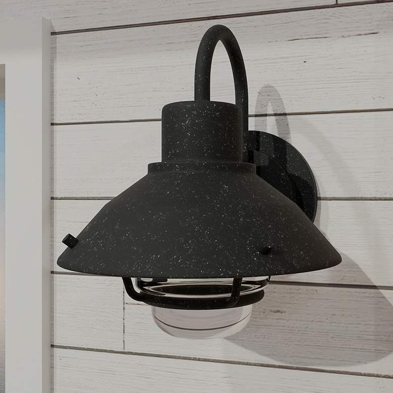 Image 1 Lavalier 1-Light Mottled Black Outdoor Wall Lantern