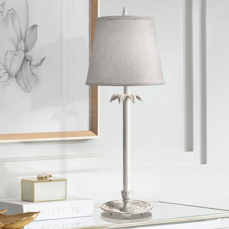 Image 1 Lavasseur Distressed White Buffet Table Lamp