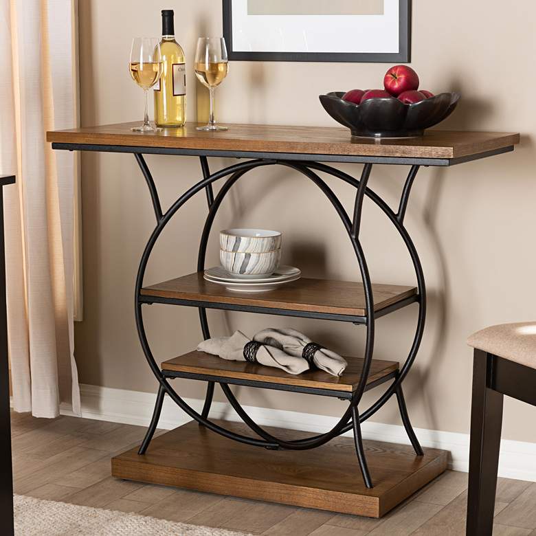 Image 1 Lavelle 39" Wide Walnut Brown Wood 2-Shelf Console Table