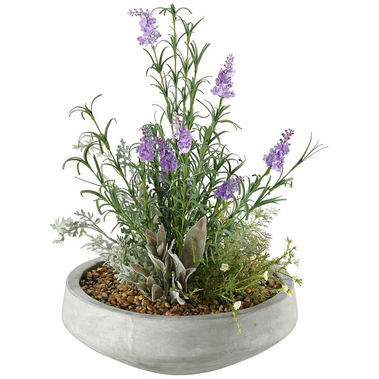 Image 1 Lavender and Mixed Herbs 21 inchH Faux Plant in Bowl