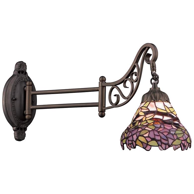 Image 1 Lavender Bronze Tiffany Style Swing Arm Wall Lamp