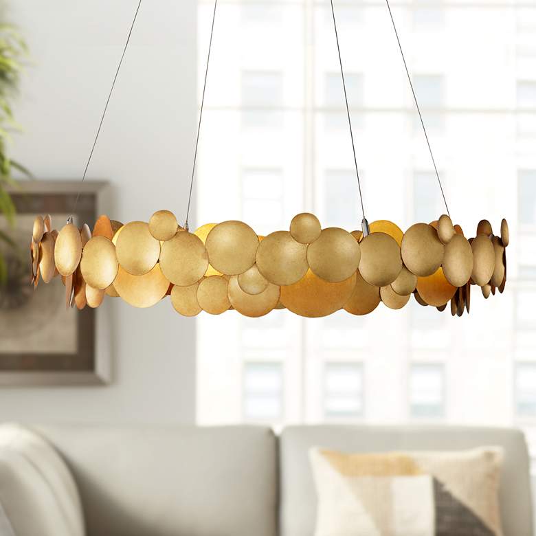 Image 1 Lavengro 32" Wide Gold Leaf 10-Light LED Chandelier