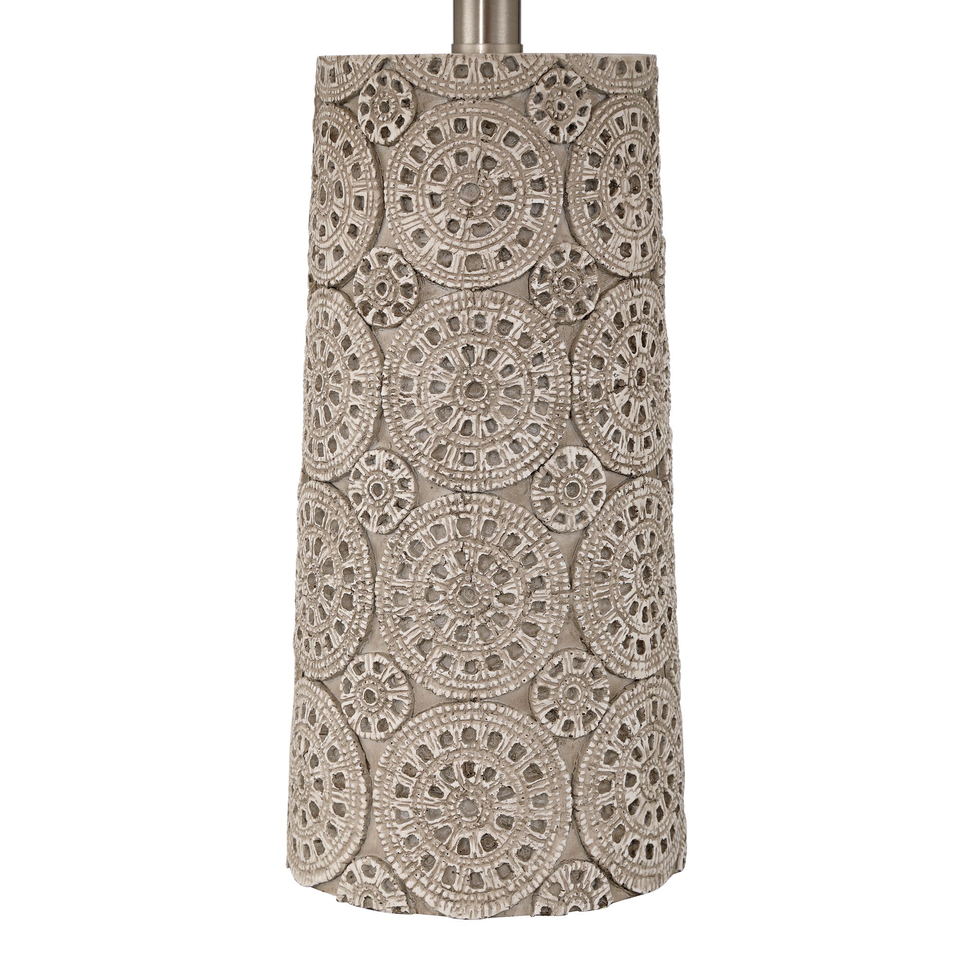 Lavinia 24 1/2"H Carved Stone Motif Table Lamp Set of 2 with Dimmer in scene
