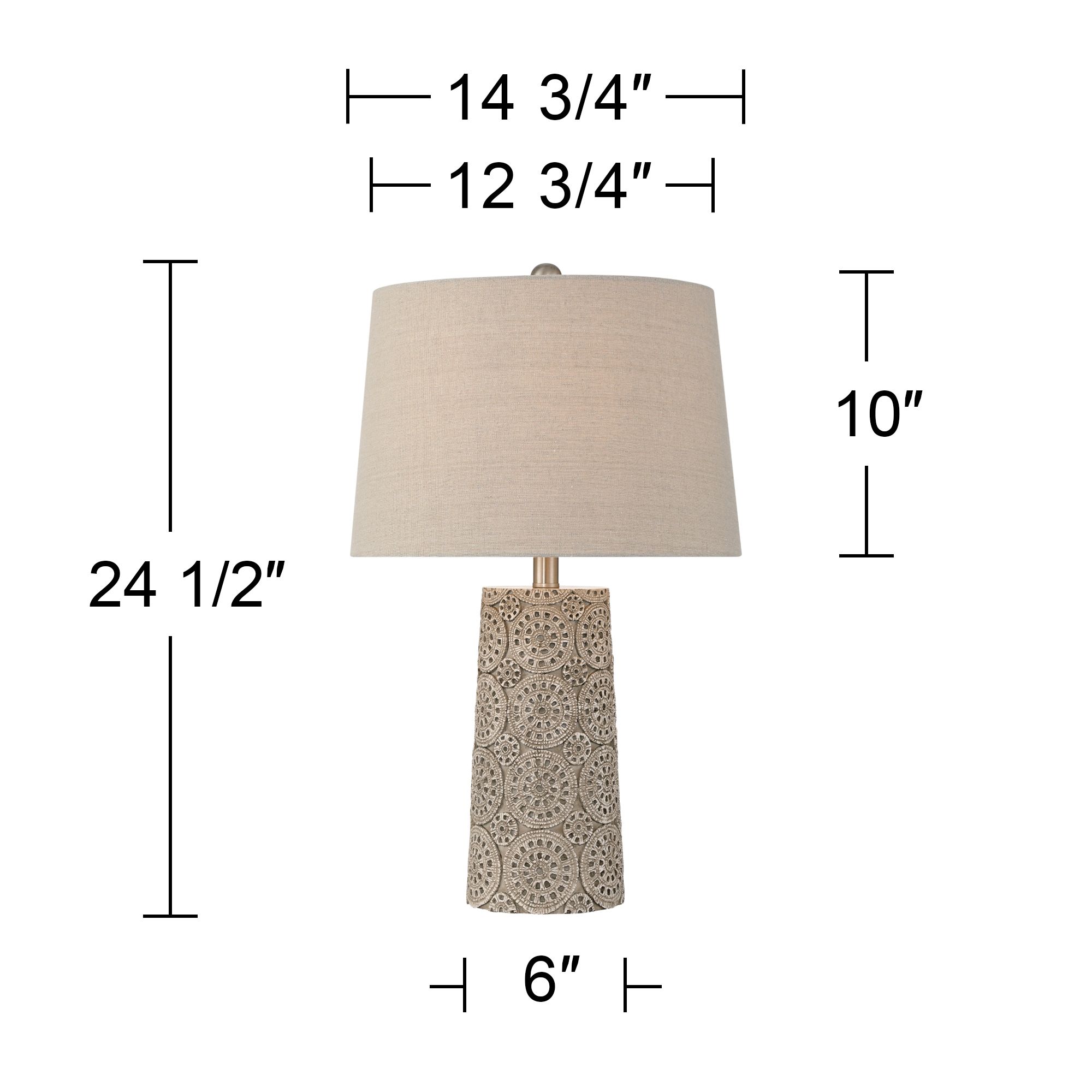 Lavinia 24 1/2"H Carved Stone Motif Table Lamp Set of 2 with Dimmer